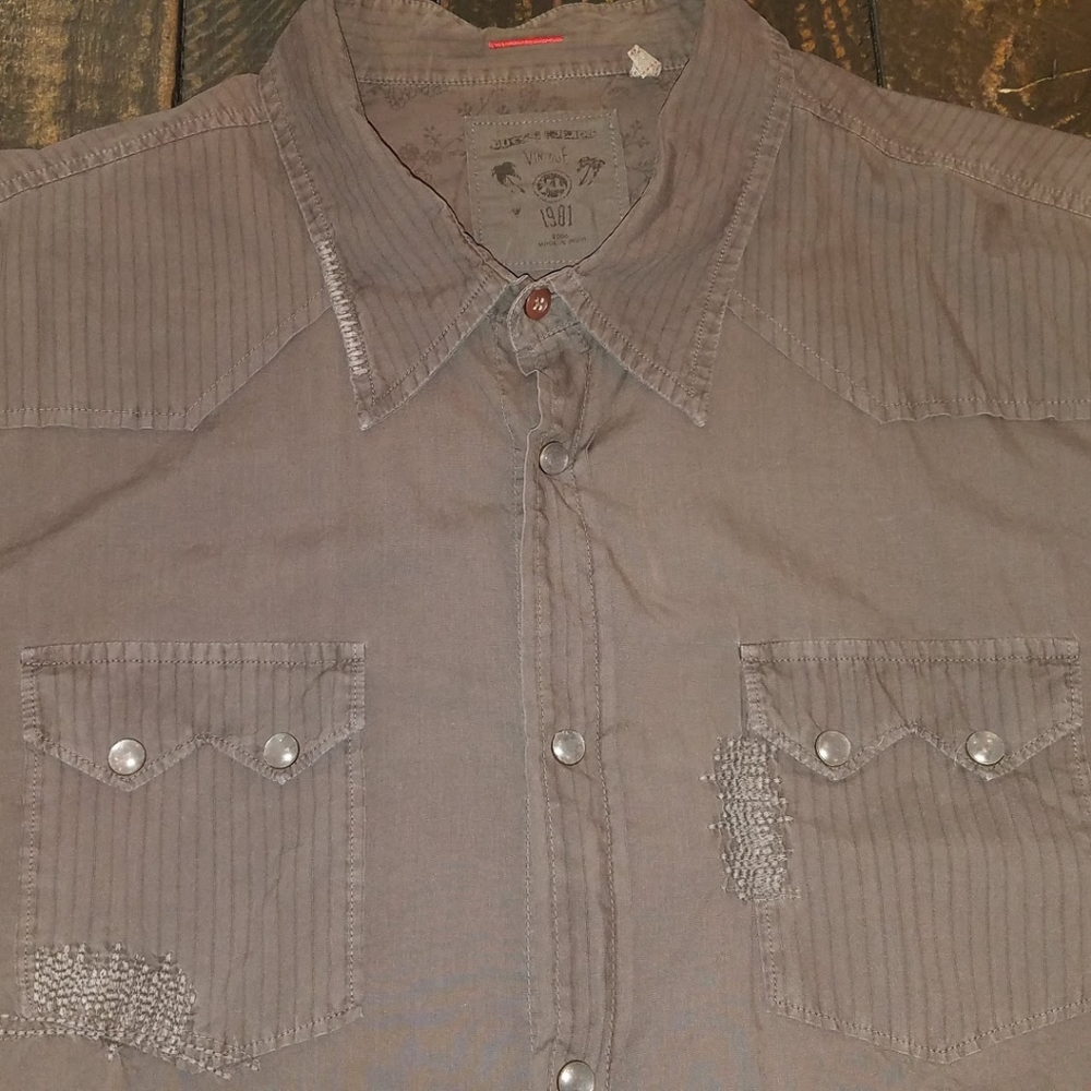 Guess Vintage Button Down Shirt XL Brown